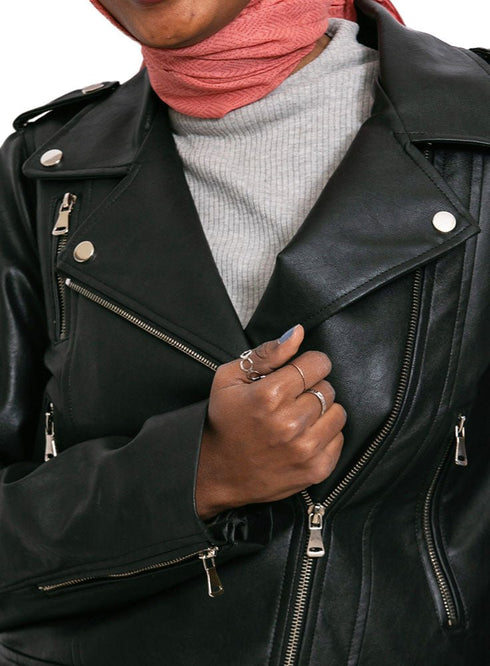Black Leather Jacket - Khotwh